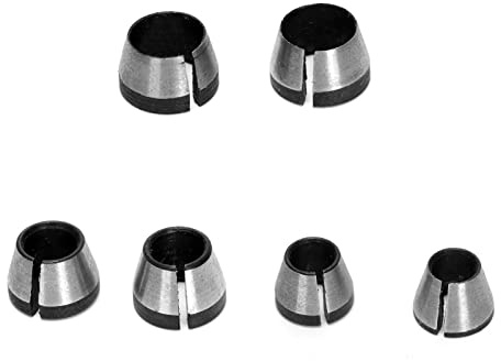 Ruimou 6 x Oberfräsen-Spannzangen-Adapter 6 mm 6,35 mm 8 mm zum Trimmen von Graviermaschinen, Holzbearbeitungsschneider, Konverter, Klemmen