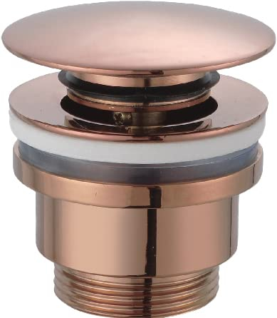 Mice - Valvola a Click Clack adatta per lavabi e bidet, facile installazione, tappi di scarico per lavandino, universale, con o senza bordo, Pop-Up oro rosa spazzolato-VCC023