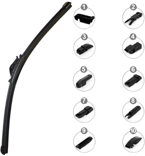 AUTOZOCO Escobilla limpiaparabrisas multi adaptador, Escobilla coche, limpiaparabrisas delantero, compatible con la mayoría de vehículos, Fácil instalación, Incluye 10 adaptadores, Longitud 45 cm