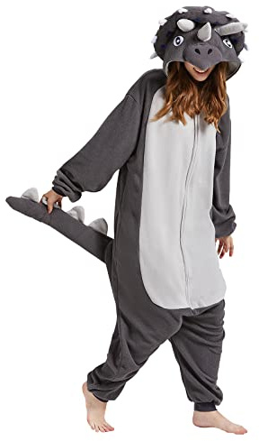 MAISUIZI Animal Triceratops Onesie Pyjamas Erwachsene Unisex Cosplay Halloween Weihnachten Neuheit Nachtwäsche Karnevalskostüm
