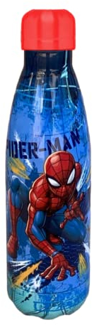 Marvel Spiderman Bouteille Réutilisable, Design Aluminium Résistant, Gourde pour Garçon, Bouteille D'eau, Gourde Voyage, Capacité 500 ml (Bleu)