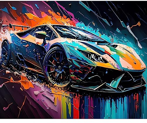 Peinture par numéros pour adultes, voiture de sport cool, peinture acrylique par numéros pour enfants, débutants, peinture de voiture, loisirs créatifs, cadeau pour les amateurs de voitures