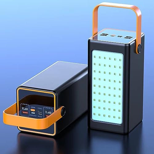 WTHOME Gran Capacidad 66W Fast Charge + Pd20W Portable Outdoor Mobile Phone Power Bank con iluminación,Black-30000mAh