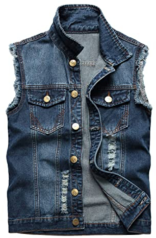 Jeansweste Damen Ärmellos Schwarz Kurz Ärmellos Denim Mantel Jacke Knopfleiste Revere Übergangsjacke Jeansjacke Weste mit Taschen Denim Weste Vest Frühling Outwear Loch Design
