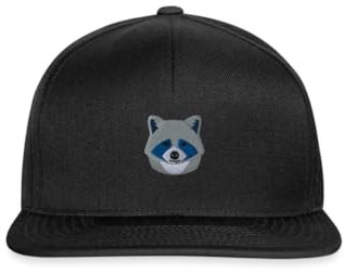 Spreadshirt Kleiner Waschbär Stickerei Snapback Cap, One size, Schwarz/Schwarz