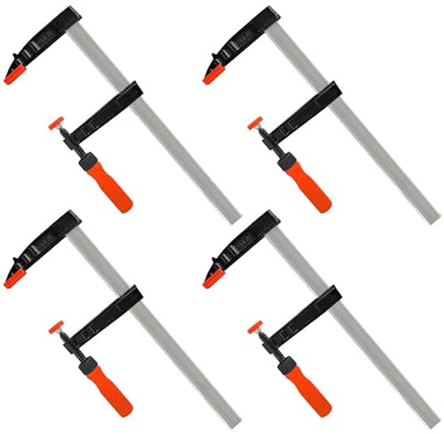 REXXER Schraubzwingen 500 mm, 4er Set, 120 mm Ausladung | 4 Schraubzwingen, 500 mm Spannweite, 120 mm Ausladung, für Holzarbeiten, Möbelbau und Werkstatt