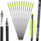 SHARROW 32 Zoll Carbon Pfeile für Bogenschießen Spine 500 Kohlenstoffpfeil Jagd Bogen Pfeile Jagdpfeile mit 4 Zoll Natürliche Federn für Pfeil Und Bogen Recurvebogen Compoundbogen (Gelb, 12P)