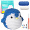 MJARTORIA Strickset Häkelset für Anfänger Tiere, Häckeln Stricken für Anfänger Set mit Anleitung Häkelnadeln Garn, Kreativ Strickset Bastelset Erwachsene Kinder Geschenk (Blau Pinguin)