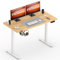 FitStand 110x60cm Electric Standing Desk ONE PIECE Desktop Sit Stand Table Height Adjustable Desk Computer Desk PC Desk With Hooks and Memory Smart Pannel Suitable For Office And Home- Maple