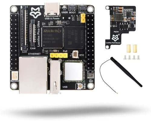 LUCKFOX-Pico-Ultra-W-PoE-Kit, Mini Linux Development Board with WiFi & POE Module,Adopt RV1106G3 Chip,256MB RAM,8GB EMMC,Support Intelligent Coding,for Embedded Application, with POE&Camera Interface