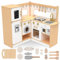 Mamabrum XXL Eck-HolzküChe für Kinder - SpielküChe mit LED & Sound-Effekten - Set mit Kühlschrank, Backofen, Waschmaschine, Eiswürfelspender - Inklusive töpfe & Geschirr