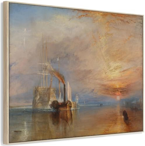 Wallfillers Large JWM William Turner Wall Art Framed Canvas Print The Fighting Te?me?raire Landscape Painting (123cm x 97cm)