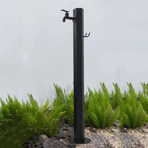 Fontanella da Giardino, Fontana da Giardino Esterno, Rubinetti da Esterno, Rubinetto a Palo Esagonale, Base Rotonda Spessa, Acciaio Inossidabile, Facile Installazione(Blue)