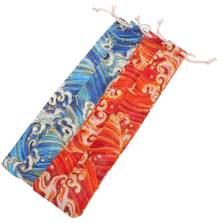 MAGICLULU 4 Piezas Bolsa De Cubiertos De Viaje Bolsa De Almacenamiento De Vajilla Portátil Bolsas para Cubiertos con Cordón Estuche Porta Palillos Cubierta De Palillos Poliéster Algodón