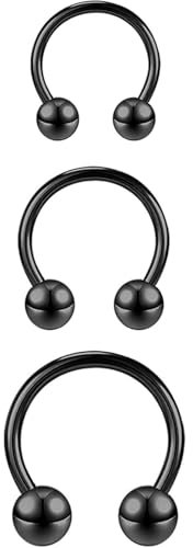 LOZTBUE 3 Pezzi Anello a Ferro di Cavallo Piercing al Setto Nasale Anello in Argento 16G per Naso Anello per piercing al setto nasale,Forma a Ferro di Cavallo Ipoallergenico Piercing al Naso Falso