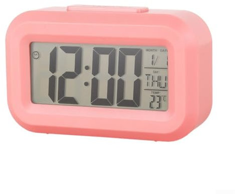 Sveglia digitale elettronica con schermo a LED da scrivania e con retroilluminazione e funzione snooze, timer digitale progettato in modo intelligente (per rosa)