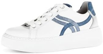 Gabor Damen Low-Top Sneaker, Frauen Halbschuhe,Strassenschuhe,Sportschuhe,Freizeitschuhe,Turnschuhe,Laufschuhe,Weiss/Jeans/ltgrey,42 EU / 8 UK