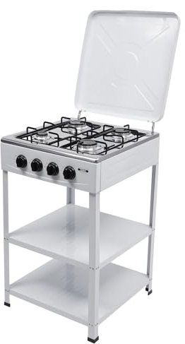 LENDISIY Gaskochfeld 4 Flammig, Kochfeld Gaskocher NG Freistehend Gasherd Gas Kochfeld Campingkocher (Weiß)