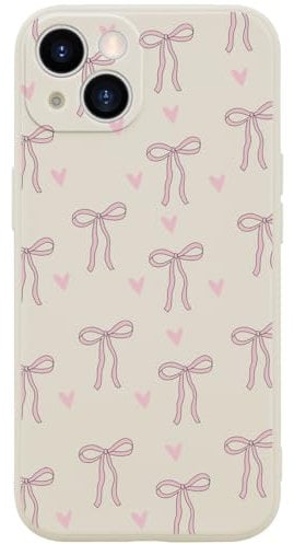 Wihytec Pink Bow Phone Case for iPhone 15 PRO MAX Bow Ribbon Case Cover Liquid Silicone Soft Gel Rubber Durable Matt Phone Cover with Microfiber Lining