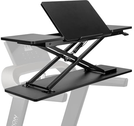 IllumiFurn Treadmill Desk Attachment,Universal Laptop Desk Riser Attachment for Treadmill,4-Levels Angle Adjustable and Height Adjustable Treadmill Workstation Holder,Black