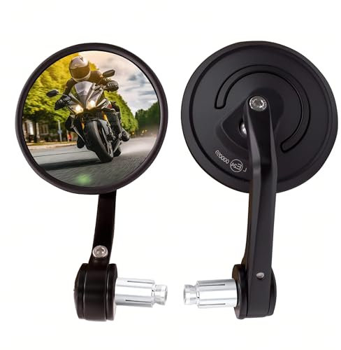 YUJYGAO Motorrad Lenkerendenspiegel E-geprüft,360°Drehbarer Aluminium Lenkerendenspiegel Motorrad Rückspiegel, Kompatibel mit Quad Scooter ATV Moped