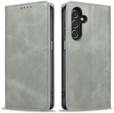 LBH Handyhülle Smartphone-Hülle für Samsung Galaxy A05s Klapphülle Magnetverschluss Kartenfächer Geldfach Standfunktion Case Etui Rundumschutz Schutzhülle Grau