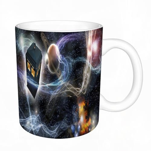 YFHJV Tazas de Café,Taza de Cerámica para Té y Café - Regalo Original - 330 ml - Desayuno Tazas Tazas graciosas,Fondo de fantasía estrellada de la Tardis de Doctor Who,tazas originales