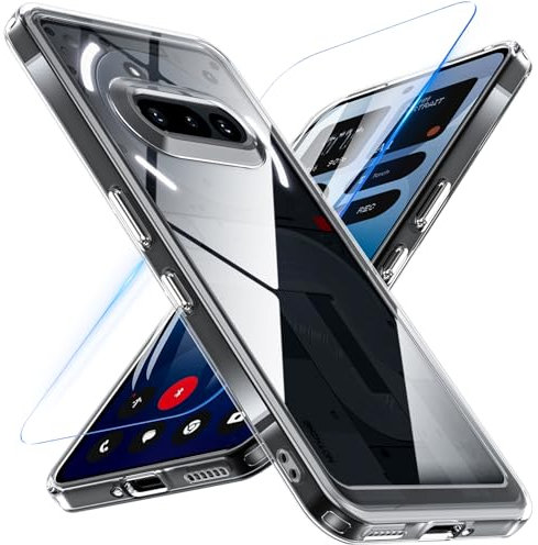 Kuaguozhe für Nothing Phone (3a) Hülle mit Panzer Schutz Glas, Anti-Vergilbung Handyhülle Militärschutz Stoßfest Schutzhülle Clear Dünn Case für Nothing Phone (3a), Transparent