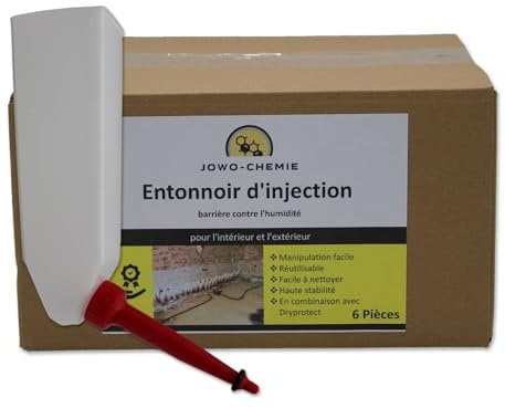 Entonnoir d'injection pour maçonnerie (6 pièces) - Application de DRYPROTECT - Étanchéité contre l'humidité (6)