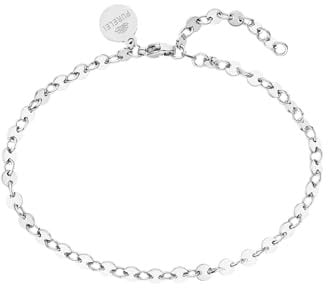 Purelei® Pure Fußkettchen Damen – Edelstahl vergoldet/rosévergoldet/silber – Verstellbar 21-25 cm – Filigranes Design mit glänzenden Plättchen - Fusskette für Damen - wasserfest (Silver)