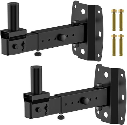 Pair of Adjustable PA Speaker Wall Mount Bracket for JBL, QSC, Yamaha, RCF Speakers with 35mm Mounting Hole - Heavy-duty PA Speaker Mount Hold up to 110 Lbs for Space Saving Wall Speakers Mounts
