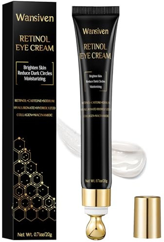 Wansiven Augencreme, Anti-Age Augencreme gegen Augenringe Feuchtigkeitsspendende und Nährende,Enthaltend Hyaluronsäure und Koffein feuchtigkeitsspendende Augenreparaturcreme 20 g (Black-20g)