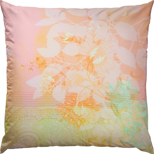 Erwin Müller Mako-Satin Kissenbezug zum Wenden, Blumen bunt Größe 80x80 cm - mit Digitaldruck, seidig weiche Qualität, temperaturausgleichend, mit Reißverschluss