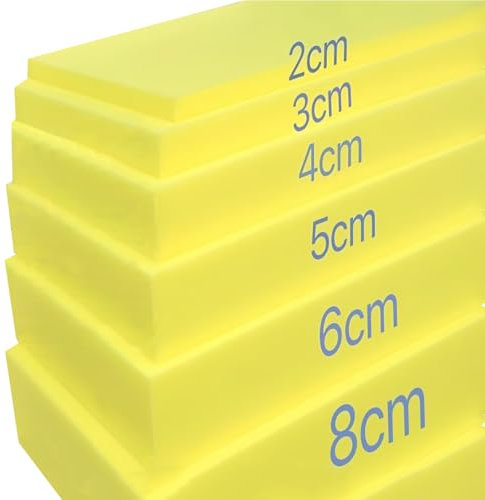 Espuma para Tapicería Amarilla, Espuma Poliuretano Alta Densidad, Espuma Cuadradas para Sofá, Cojines, Asientos, Colchones, Cortado a Cualquier Tamaño (Espesor-3 cm)