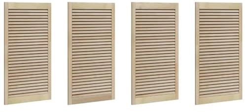 vidaXL Armadio di Stoccaggio Rustico Naturale 110 x 59,5 cm - Set da 4 in Pino Massello con Porte A Persiana Marroni, per Uso Interno, con Ripiani Regolabili. Assemblaggio Richiesto. Ideale per la C