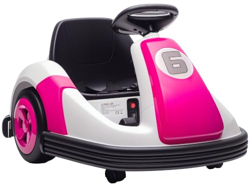 AIYAPLAY Kids Bumper Car Electric Ride-on 6V Dual Motors Ages 3-8 Pink | 360-Degree Spin Waltzer Car, Music and Horn