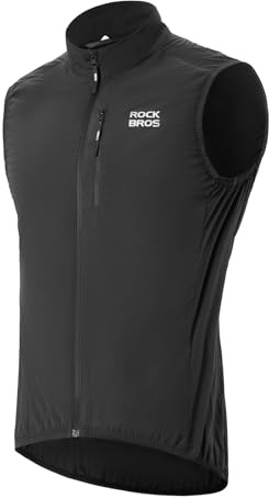 ROCKBROS Fahrradweste Herren, Ultraleichte 3M Thermo Isolierung Windweste, Winddicht Atmungsaktives Reflektierend Kompakt ärmellose Radweste, Schwarz M-4XL