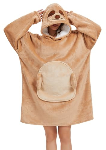 Tragbare Hoodie Decke Übergroße Decke Tierformen mit Armärmeln und Kapuze | Pulloverdecke Oversized-Sweatshirt Unisex Erwachsene Kapuzenpullis Blanket Warme mit Riesige Fronttasche