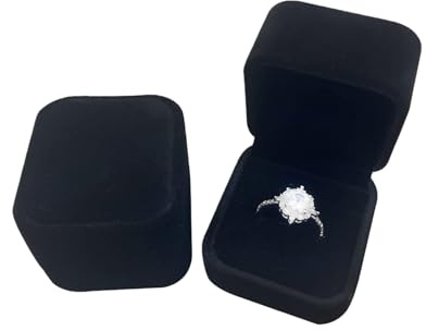 2 Stück Samt Ring Box,Ringschatulle Schmuckbox Ringbox für Heiratsanträge, Verlobungen, Hochzeiten und Geburtstage,Elegante Ring Schatulle für Ringe, Ohrstecker (Schwarz, 2er-Pack Ringboxen)