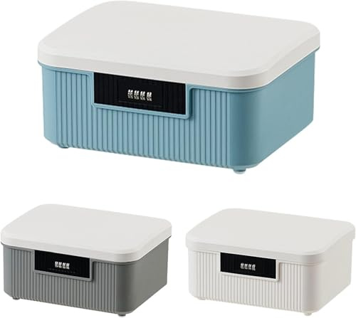 Aartner 2 Layer Medicine Storage Box, Lock Box with Code, 9/16L Lockable Medicine Box with Removable Tray, Medication Storage Container for Medicine, Office Documents (Gray, 26.2 x 22 x 12.1cm)