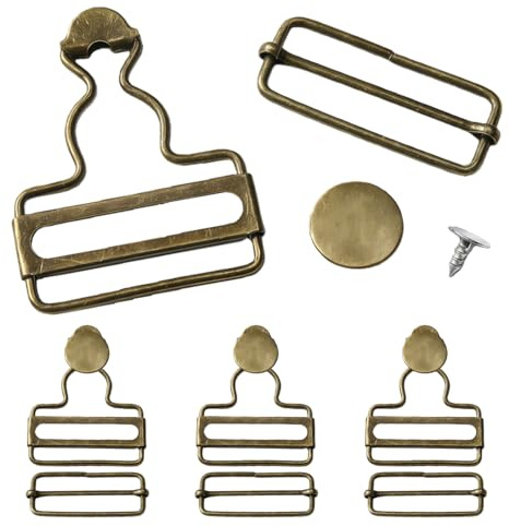SMNHQQYY 4 Pcs Dungaree Clips, Overall Clasp Clips with Adjustable Stainless Steel Buckle and Buttons for Bib Overalls Fleece Pants Suspenders Snow Pants Clothing Handbags Backpacks