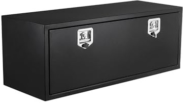 Underbody Truck Box Steel Storage Tool Box, Tool Chest Organizer w/Lock and Keys For Pickup, Truck Bed, RV, Trailer, Heavy Duty Waterproof Black Box, 24 in x 18 inx 18 in