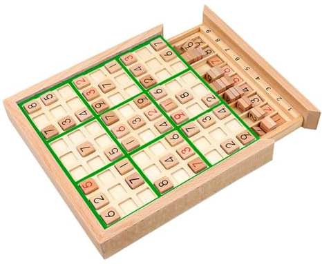 Pegciuho Sudoku Brettspiel Aus Holz, Lernspielzeug, Zug Zur Förderung des Logischen Denkens, mit Englischer Anleitung, Tischspiel, Mathespielzeug für Kinder, G, Grün