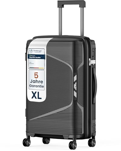 4FLY Leichter Hartschalen-Reisekoffer XL - Groß 75 cm (96L) – Großer Trolley Koffer mit TSA-Schloss, Doppelrollen, Aluminium-Teleskopgriff & Doppelreißverschluss, Aufgabegepäck Reisegepäck