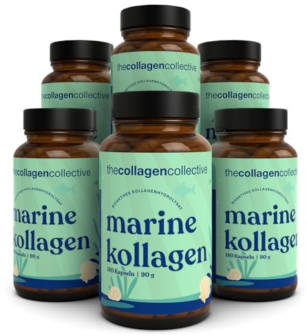 The Collagen Collective Marine Kollagen Kapseln - 180 Kapseln hochdosiert mit Bioaktivem Kollagen Hydrolysat - Premium Meereskollagen Typ I, rein und ohne Zusatzstoffe, laborgeprüfte Qualität (6 Pack)