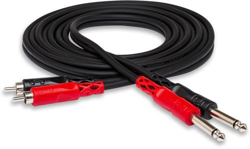 Hosa CPR-201, Stereo Interconnect, Dual 1/4 in TS to Dual RCA, 1 m
