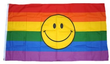 Fahne/Flagge Regenbogen Smile NEU 90 x 150 cm Flaggen