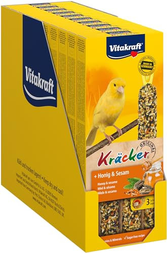 VITAKRAFT - Kräcker - Friandise pour Canaris - Alimentation Pour Oiseaux Domestiques - Délicieux Kräckers au Miel et Sésame - Lot de 10 boîtes de 3 Baguettes