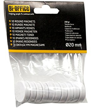 Bi-Office Magnete, 10 Stück, rund, Durchmesser 25 mm, Farbe: Weiß