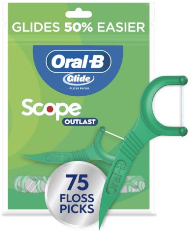 Oral-B Glide Complete Floss Picks, Dental Floss Picks, Scope Outlast, 75-ct, Toothpicks Floss Picks